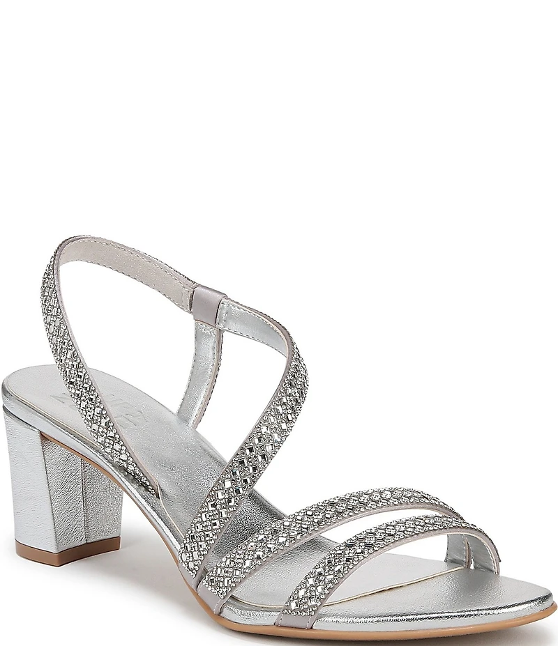Naturalizer Vanessa Satin Strappy Crystal Detail Block Heel Evening Dress Sandals