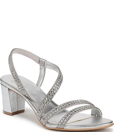 Naturalizer Vanessa Satin Strappy Crystal Detail Block Heel Evening Dress Sandals