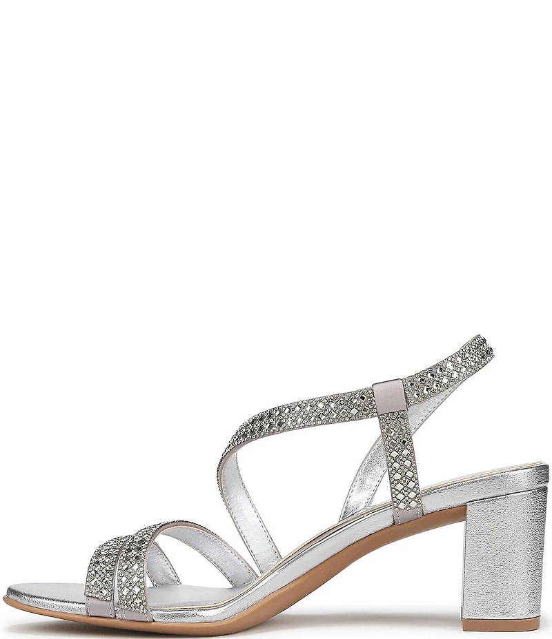 Naturalizer Vanessa Satin Strappy Crystal Detail Block Heel Evening Dress Sandals