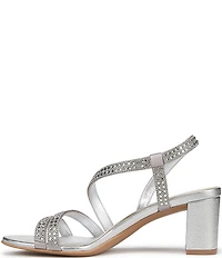 Naturalizer Vanessa Satin Strappy Crystal Detail Block Heel Evening Dress Sandals