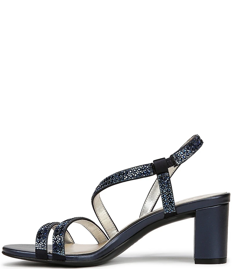 Naturalizer Vanessa Satin Strappy Crystal Detail Block Heel Evening Dress Sandals