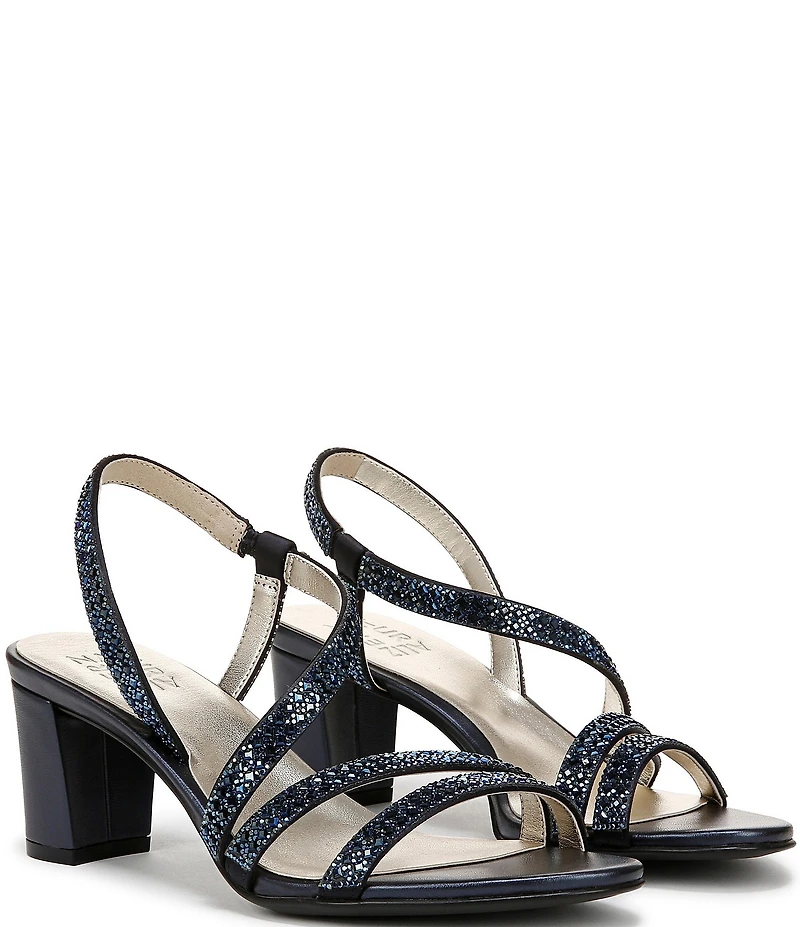 Naturalizer Vanessa Satin Strappy Crystal Detail Block Heel Evening Dress Sandals