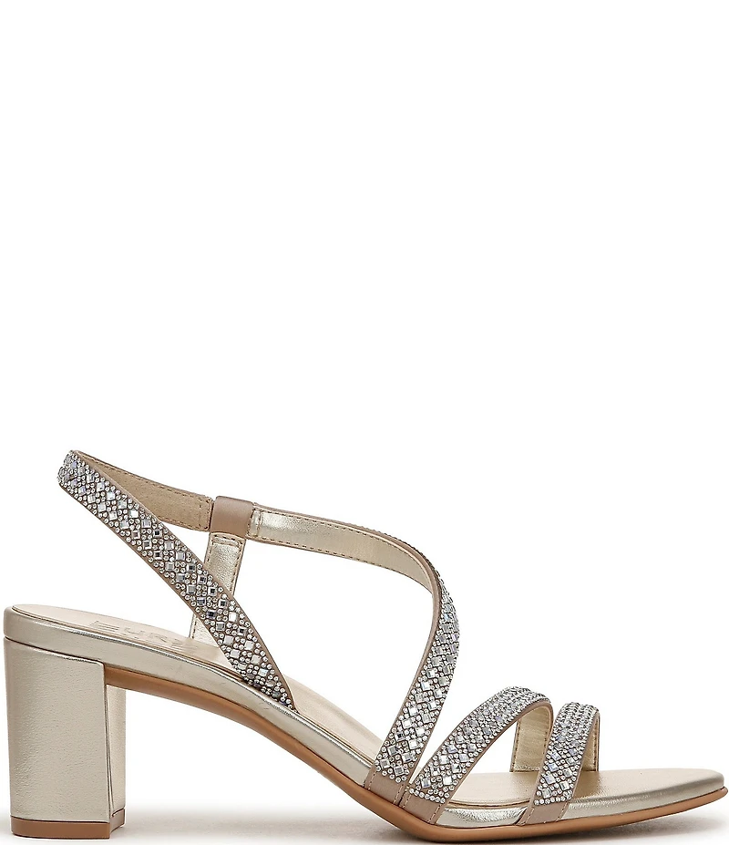 Naturalizer Vanessa Satin Strappy Crystal Detail Block Heel Evening Dress Sandals