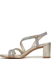 Naturalizer Vanessa Satin Strappy Crystal Detail Block Heel Evening Dress Sandals