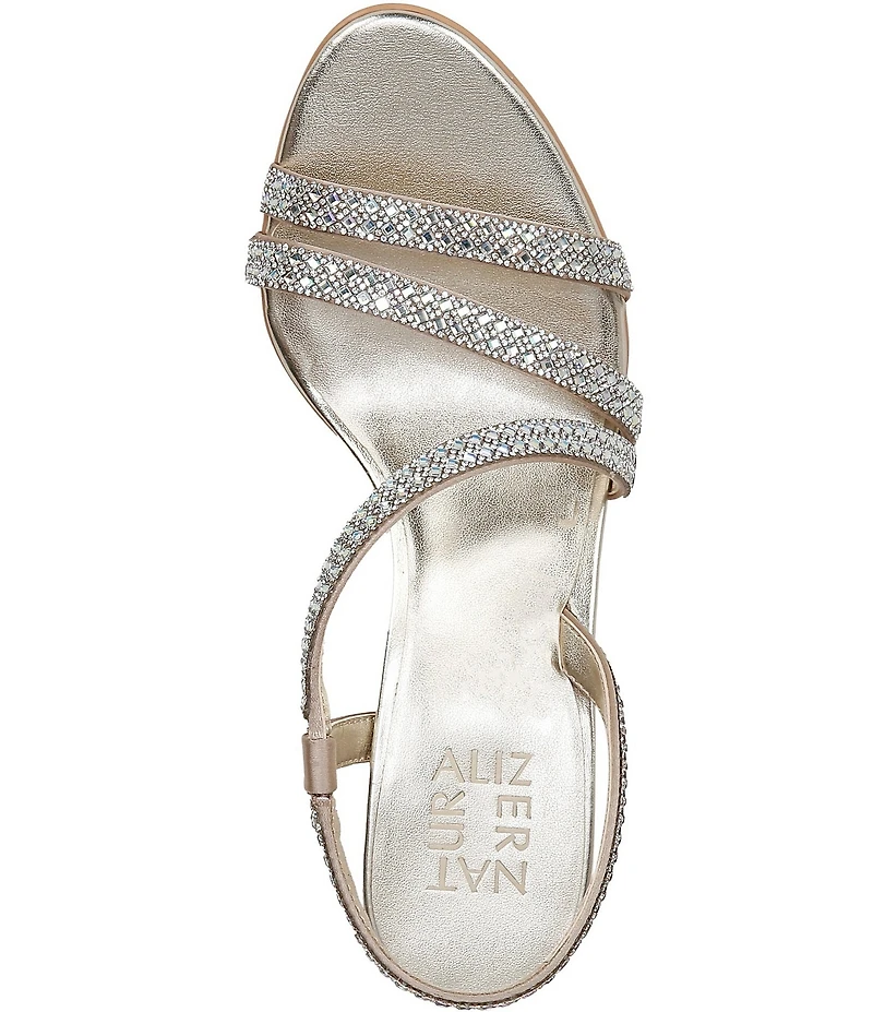 Naturalizer Vanessa Satin Strappy Crystal Detail Block Heel Evening Dress Sandals