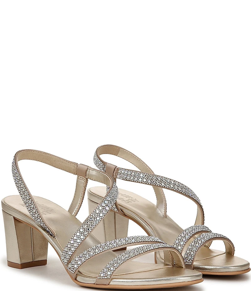 Naturalizer Vanessa Satin Strappy Crystal Detail Block Heel Evening Dress Sandals