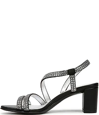 Naturalizer Vanessa Satin Strappy Crystal Detail Block Heel Evening Dress Sandals