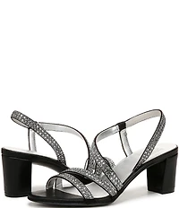 Naturalizer Vanessa Satin Strappy Crystal Detail Block Heel Evening Dress Sandals