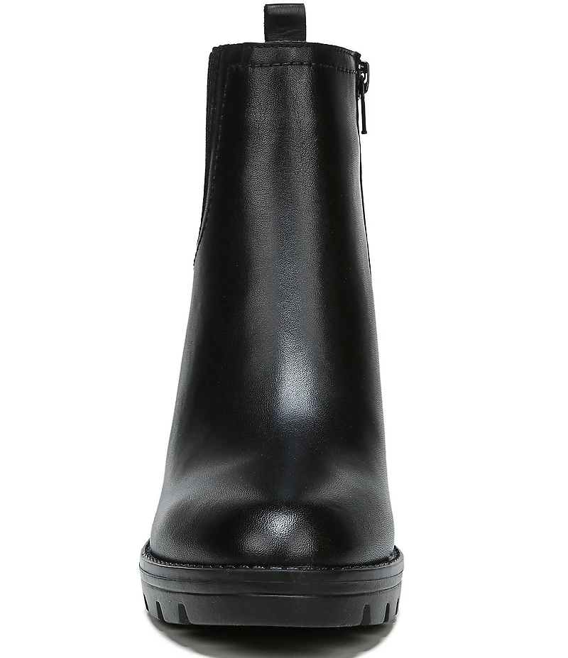 Naturalizer Verney Weatherproof Leather Block Heel Chunky Lug Sole Chelsea Platform Booties