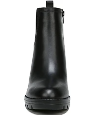 Naturalizer Verney Weatherproof Leather Block Heel Chunky Lug Sole Chelsea Platform Booties