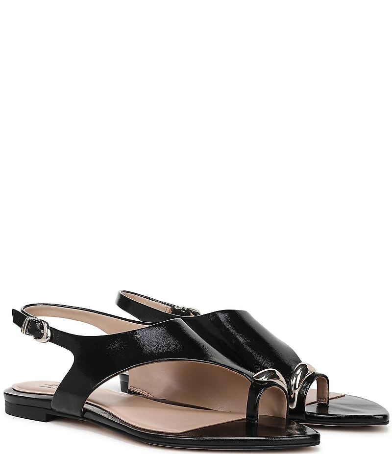 Naturalizer Via Leather Hardware Toe Thong Sandals