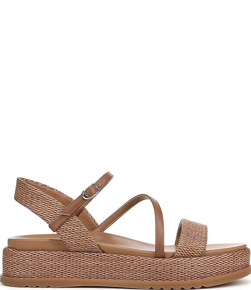 Naturalizer Zayda Leather and Raffia Strappy Platform Sandals