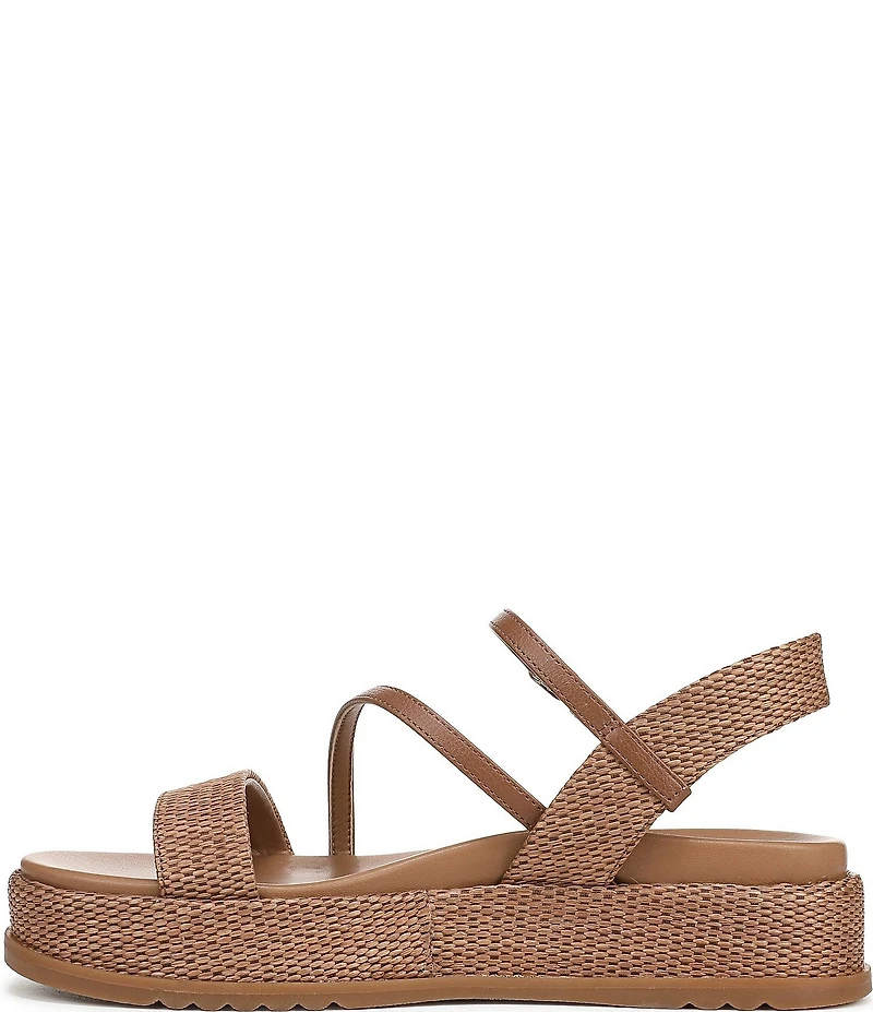 Naturalizer Zayda Leather and Raffia Strappy Platform Sandals