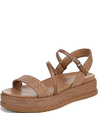 Naturalizer Zayda Leather and Raffia Strappy Platform Sandals