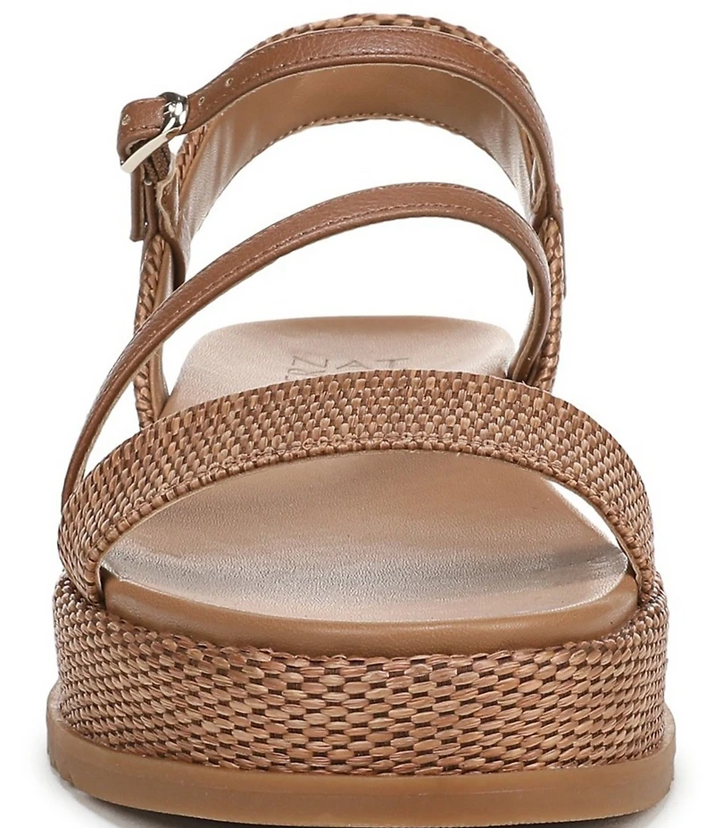 Naturalizer Zayda Leather and Raffia Strappy Platform Sandals