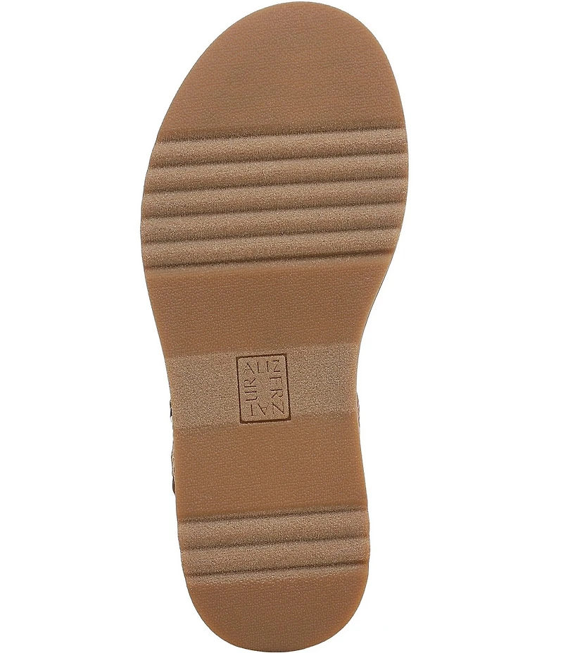 Naturalizer Zayda Leather and Raffia Strappy Platform Sandals