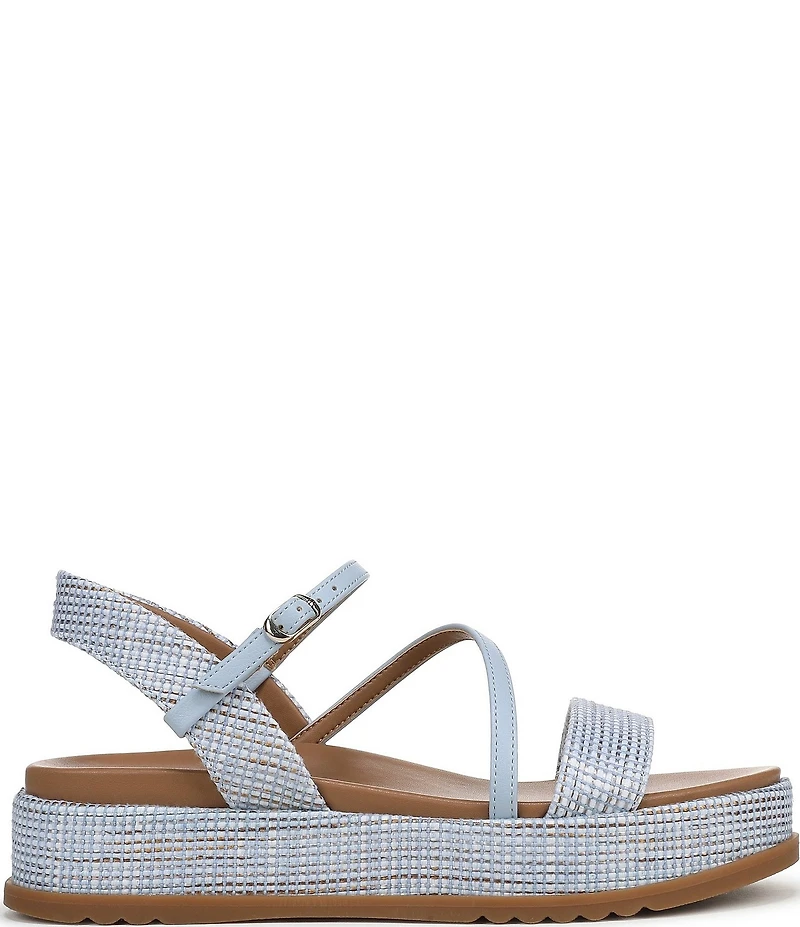 Naturalizer Zayda Leather and Raffia Strappy Platform Sandals