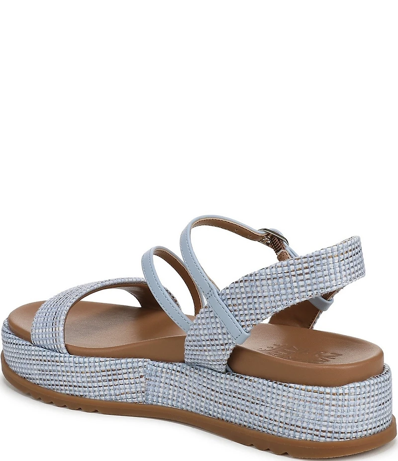 Naturalizer Zayda Leather and Raffia Strappy Platform Sandals