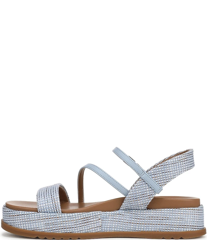 Naturalizer Zayda Leather and Raffia Strappy Platform Sandals
