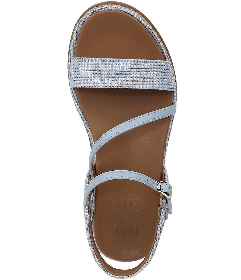Naturalizer Zayda Leather and Raffia Strappy Platform Sandals