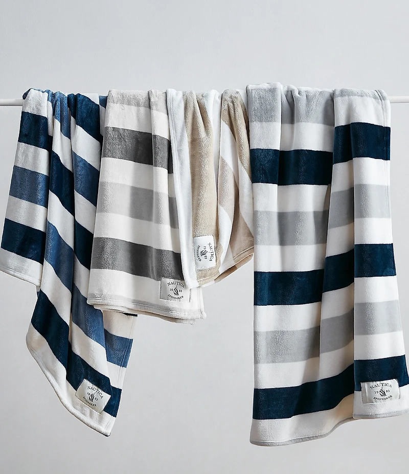 Nautica Awning Striped Flannel Throw