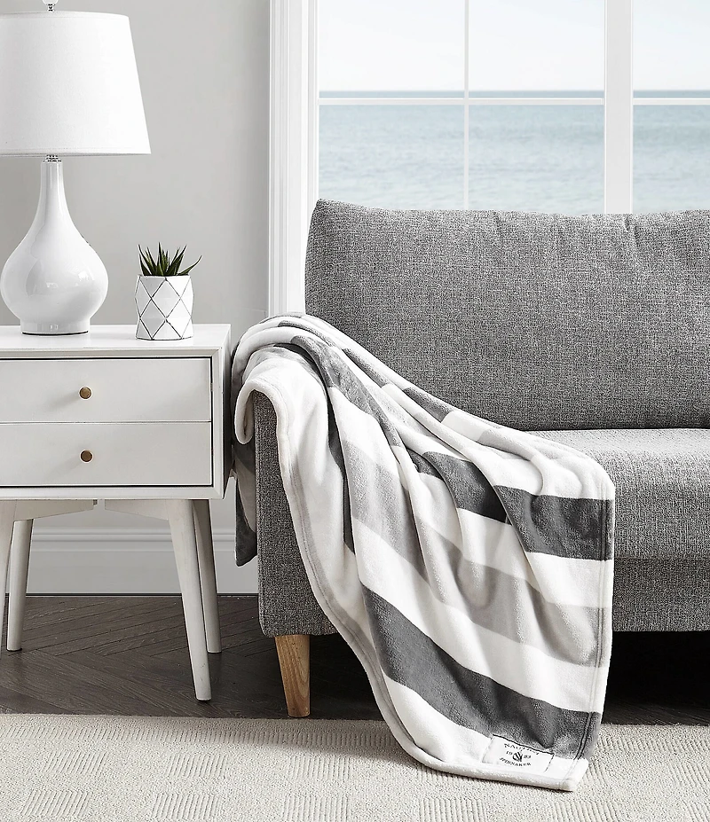 Nautica Awning Striped Flannel Throw