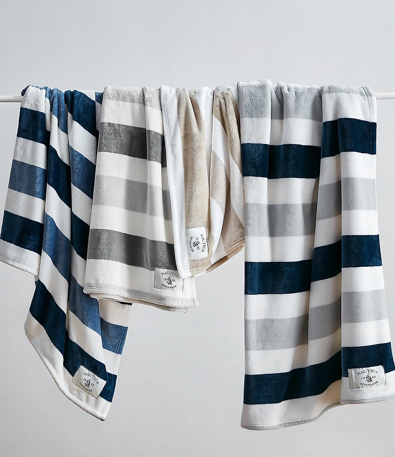 Nautica Awning Striped Flannel Throw
