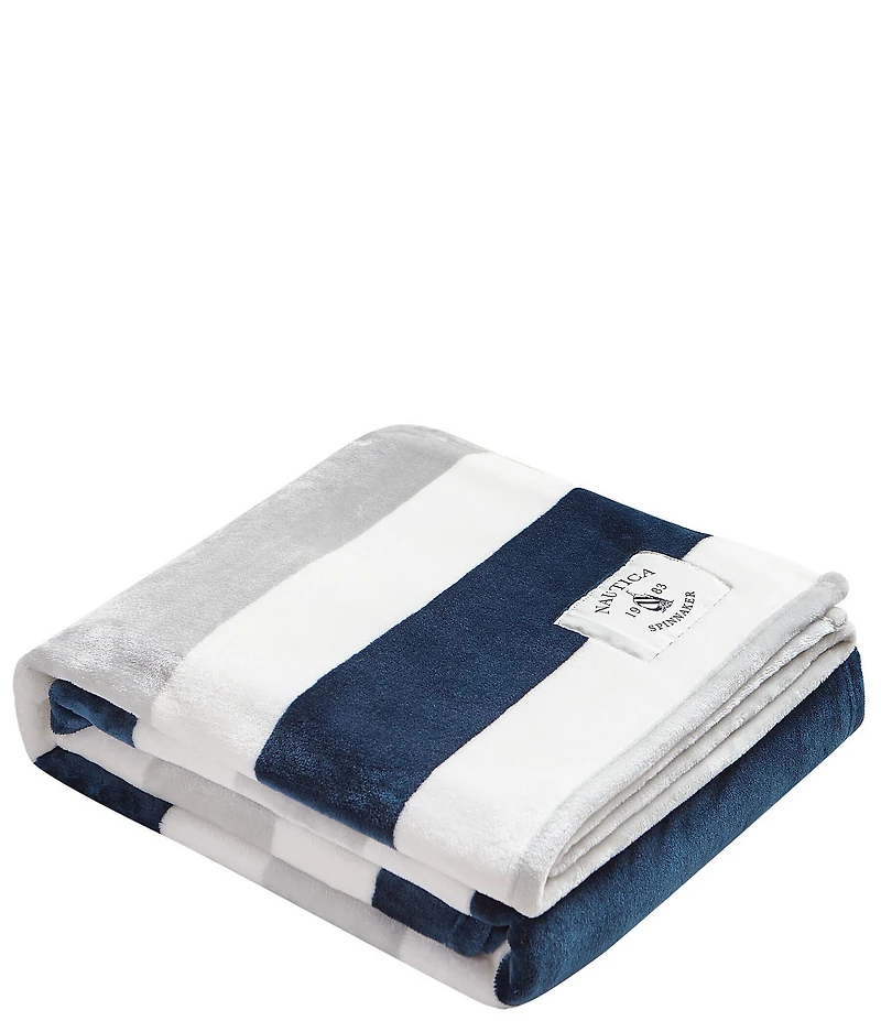 Nautica Awning Striped Flannel Throw