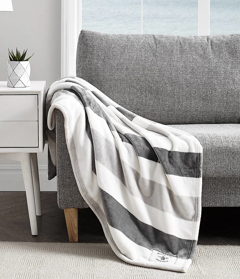 Nautica Awning Striped Flannel Throw