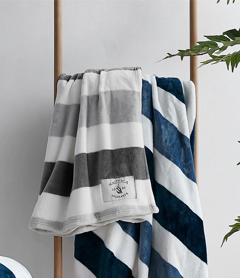 Nautica Awning Striped Flannel Throw