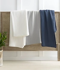 Nautica Baird Diamond Knit Solid Cotton Bed Blanket
