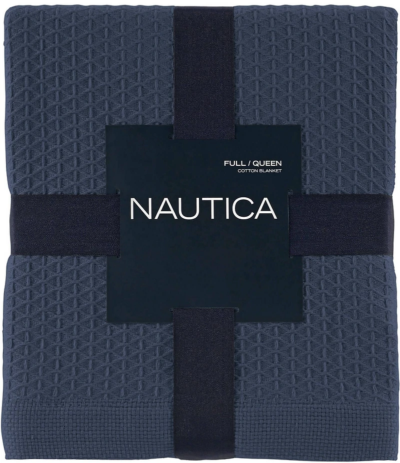 Nautica Baird Diamond Knit Solid Cotton Bed Blanket