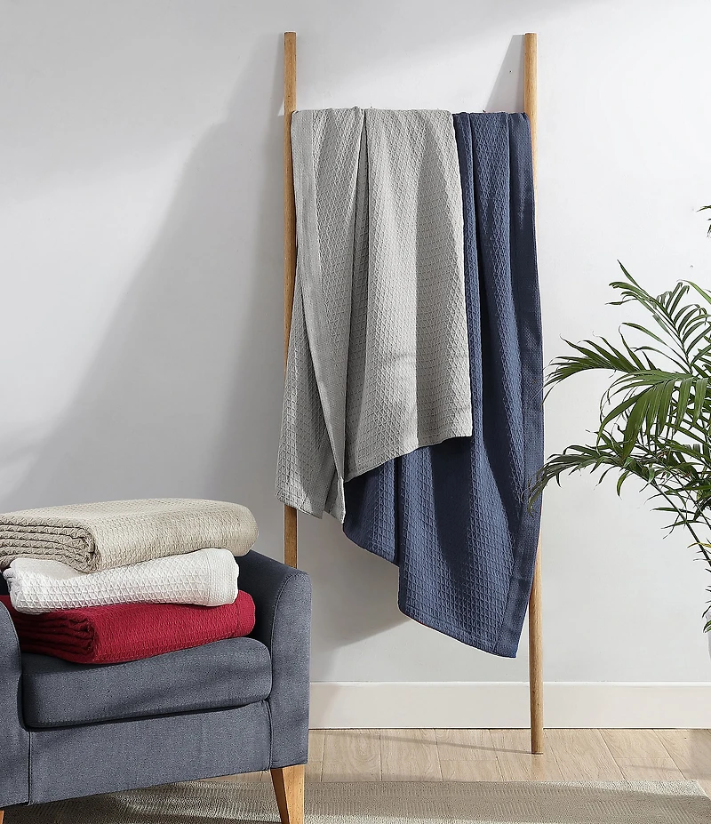 Nautica Baird Diamond Knit Solid Cotton Bed Blanket