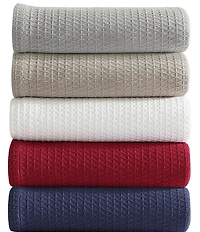 Nautica Baird Diamond Knit Solid Cotton Bed Blanket