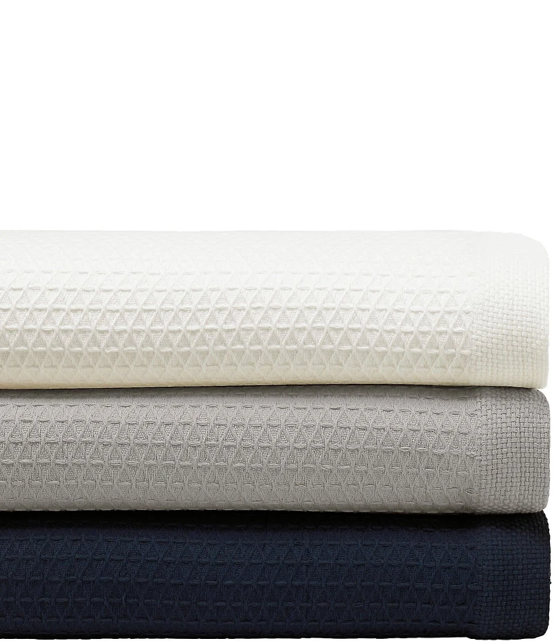 Nautica Baird Diamond Knit Solid Cotton Bed Blanket