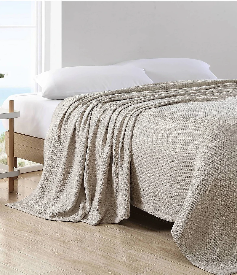 Nautica Baird Diamond Knit Solid Cotton Bed Blanket