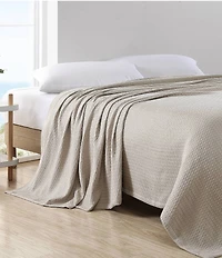 Nautica Baird Diamond Knit Solid Cotton Bed Blanket