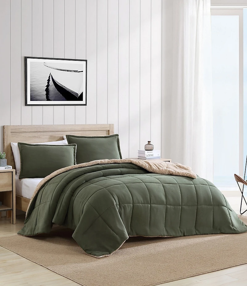 Nautica Beckett Green Brushed Microsuede Reversible Comforter Mini Set