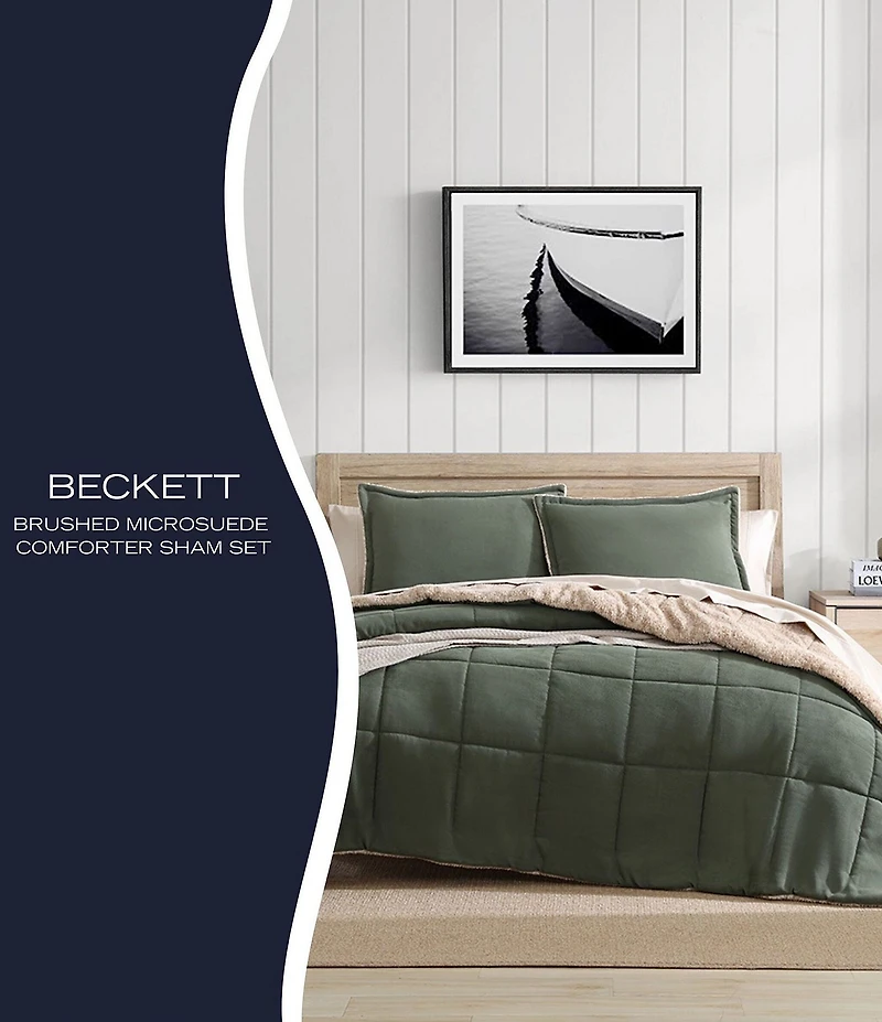 Nautica Beckett Green Brushed Microsuede Reversible Comforter Mini Set