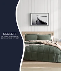 Nautica Beckett Green Brushed Microsuede Reversible Comforter Mini Set