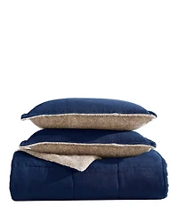 Nautica Beckett Navy Microsuede Reversible Comforter and Sham Mini Set
