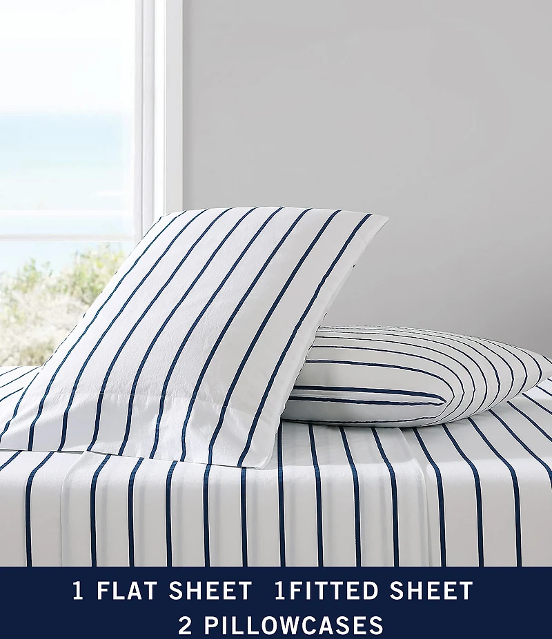 Nautica Brenton Striped Cotton Percale Sheet Set