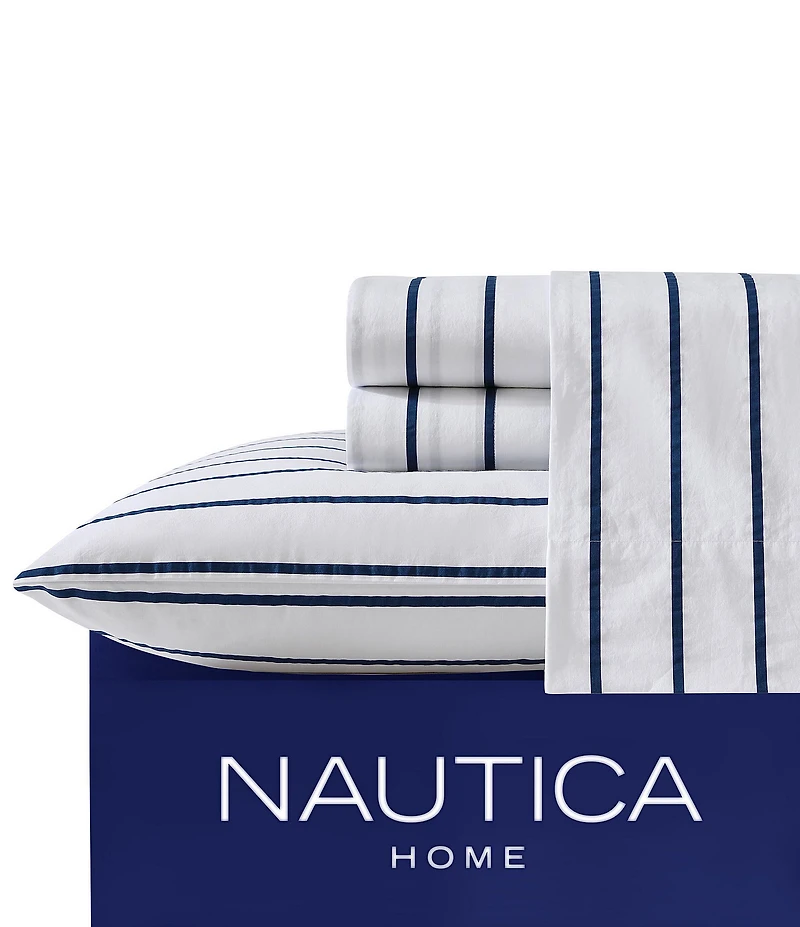 Nautica Brenton Striped Cotton Percale Sheet Set