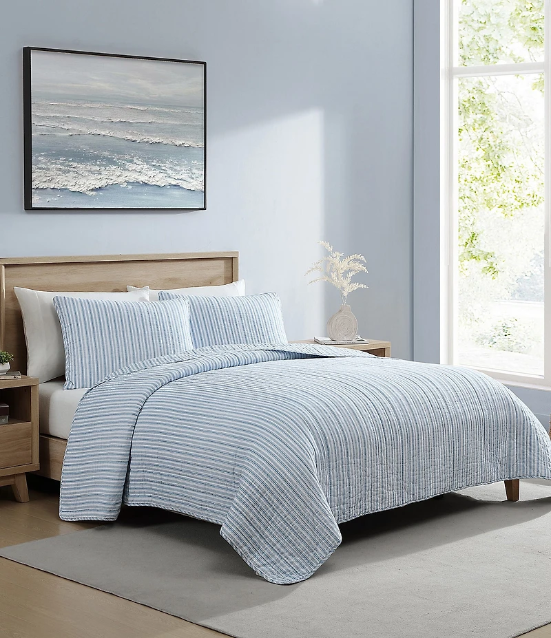 Nautica Coleridge Stripe Pattern Cotton Reversible Quilt Mini Set