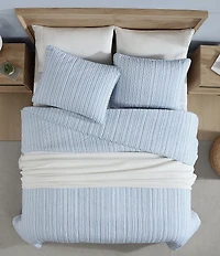 Nautica Coleridge Stripe Pattern Cotton Reversible Quilt Mini Set