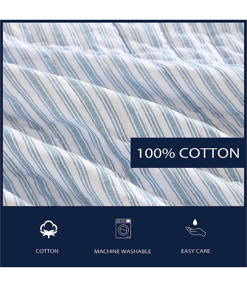 Nautica Coleridge Stripe Pattern Cotton Reversible Quilt Mini Set