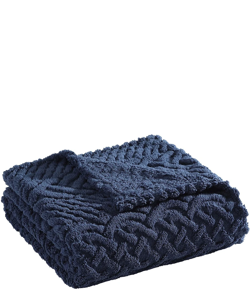 Nautica Declan Sherpa Cable Knit Cozy Throw Blanket