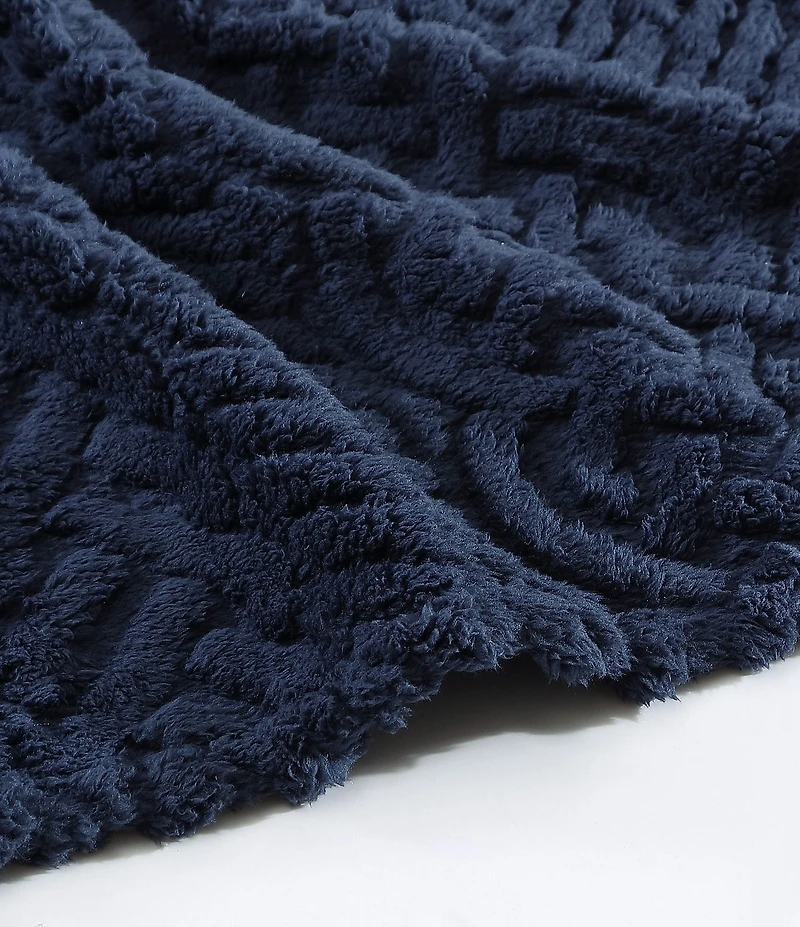 Nautica Declan Sherpa Cable Knit Cozy Throw Blanket