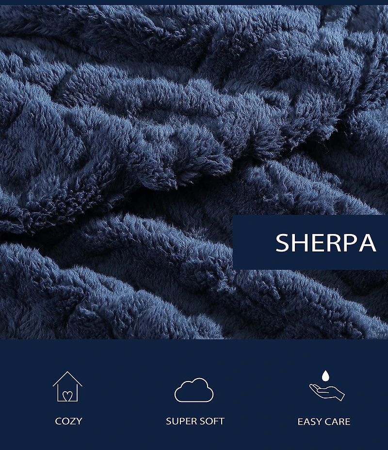 Nautica Declan Sherpa Cable Knit Cozy Throw Blanket