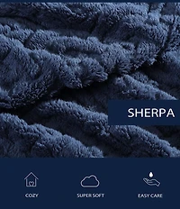 Nautica Declan Sherpa Cable Knit Cozy Throw Blanket